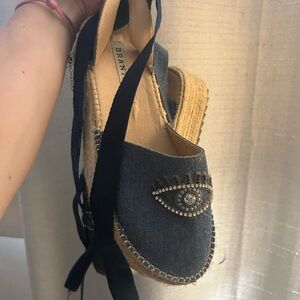 Evil eye summer wedges